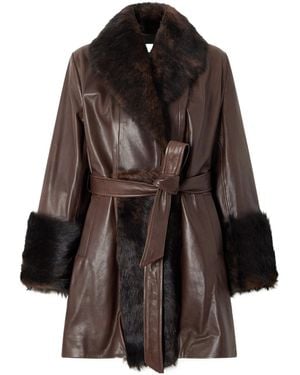 Nour Hammour Carmen Belted Shearling Jacket - Brown