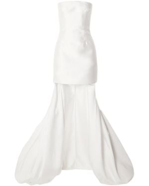 Solace London Neva Strapless Satin-Twill Gown - White