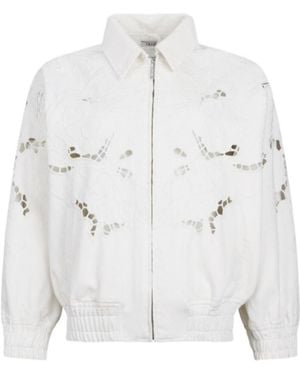 Liu Jo Openwork Embroidered Bomber Jacket - White