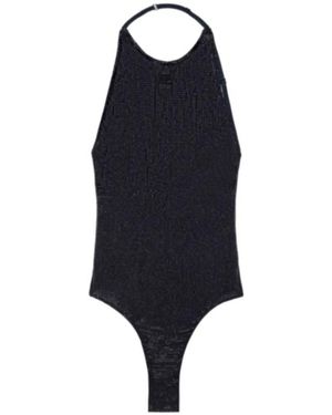 Courreges Crystal-Embellished Halterneck Body - Blue