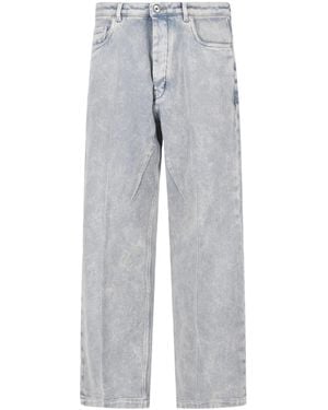 Rick Owens Honeycomb-Textured Straight-Leg Jeans - Grey