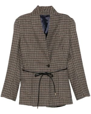 Seventy Quadro Belted Checked Jacket - Gray