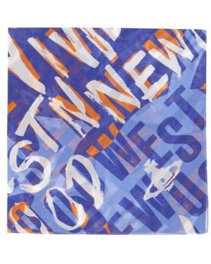 Vivienne Westwood Logo Print Cotton Scarf - Blue