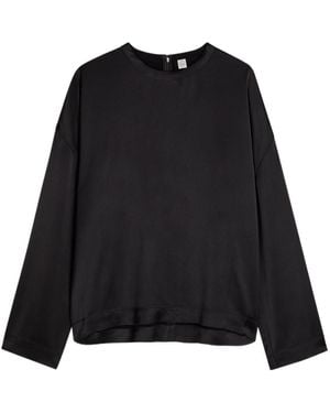 TOTEME Draped Satin Top - Black