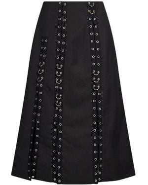 Simone Rocha Eyelet-Embellished Hoop-Detail A-Line Midi Skirt - Black