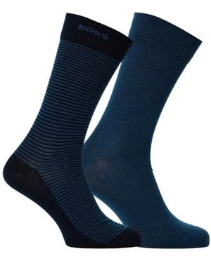 BOSS Comfortable Striped Socks - Blue