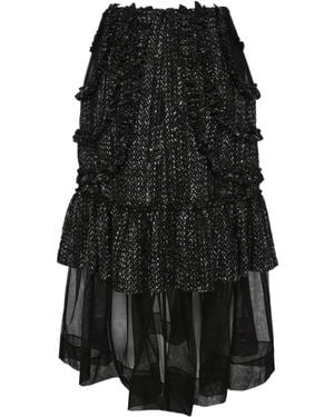 Simone Rocha Multi Frill Patchwork Fray Skirt - Black