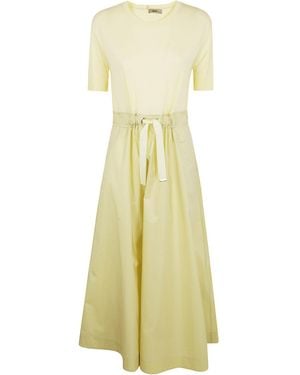 Herno Taffeta-Panel Midi Dress - Natural