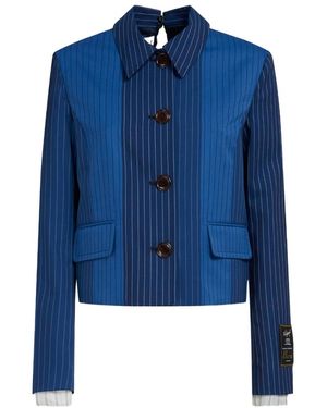 Marni Pinstriped Shirt Jacket - Blue