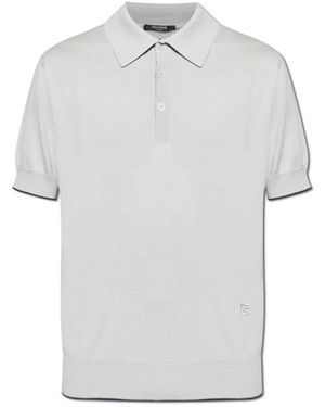 Balmain Logo Embroidered Polo Shirt - White