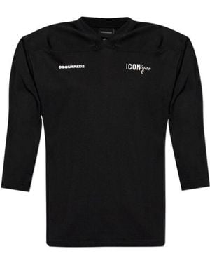 DSquared² Iconique Shoulder-Pad T-Shirt - Black