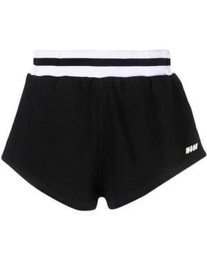 MSGM Logo Printed High Waist Track Shorts - Black