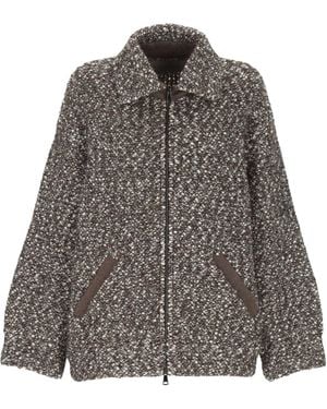 D.exterior Crystal Oversized Bomber Jacket - Gray