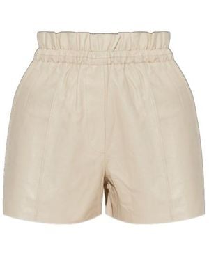 AllSaints Fran High-Rise Leather Shorts - Natural