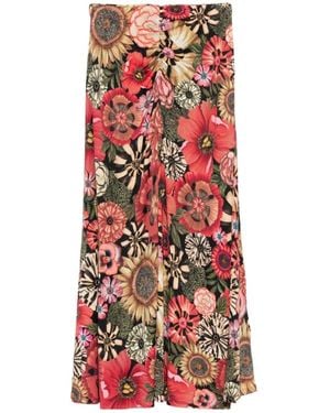 FARM Rio Floral Pattern Midi Skirt - Red