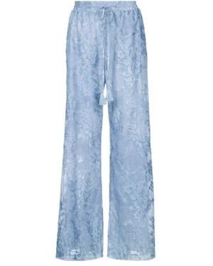 ERMANNO FIRENZE Sheer Floral Wide-Leg Trousers - Blue