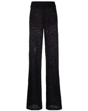 ROTATE BIRGER CHRISTENSEN Loose-Knit High-Waisted Trousers - Black