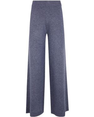Seventy Wool Blend Wide Leg Trousers - Blue