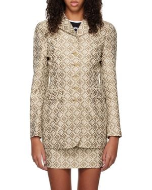 Marine Serre Jacquard Suit Coat - Brown