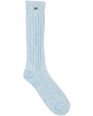 Ganni Metallic Mid-Calf Socks - Blue