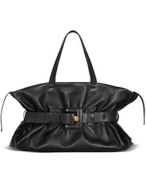 Balmain Large Calfskin Anthem Zip Bag - Black