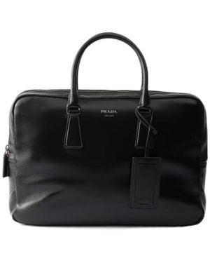 Prada Leather Work Bag - Black