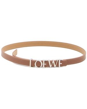 Loewe Logo Lettering Buckle Belt - White