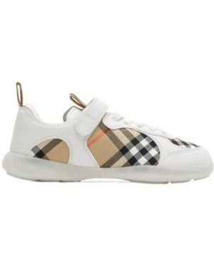 Burberry Check And Leather Matrix Sneakers - White