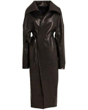Rick Owens Dracucollar Belted Leather Coat - Black