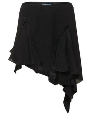 Mugler Fluid Cady Asymmetric Mini Skirt - Black