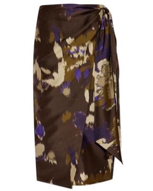 Max Mara Graphic Printed Twist-Detailed Skirt - Brown