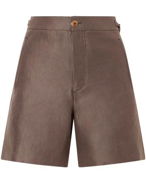 God's True Cashmere Cropped Linen Shorts - Brown