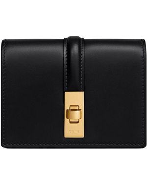 Celine 16 Card Holder With Flap - Black