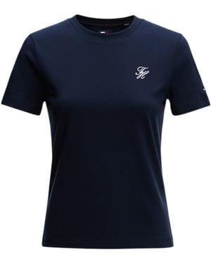 Tommy Hilfiger Logo Crew Neck T-Shirt - Blue