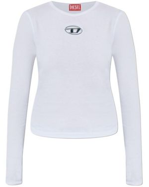 DIESEL T-Uncutie-Long-Ls-Od Oval D Cut Out Top - White