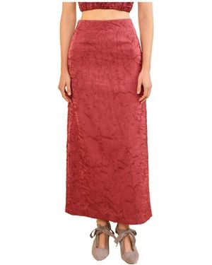 Ulla Johnson Inez Satin Pencil Skirt - Red