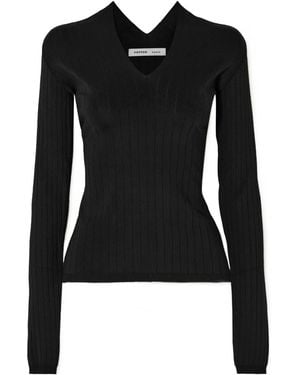 Carven Ribbed Silk-Blend Top - Black