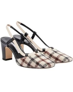 Manolo Blahnik Checked Slingback Pumps - Metallic