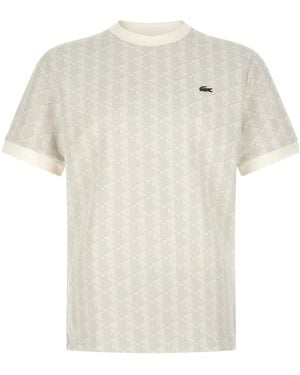 Lacoste Monogram Jacquard Knitted Top - White