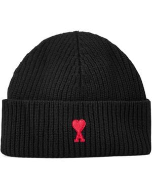 Ami Paris Simple Knitted Cap - Black