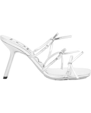 Loewe Metallic Leather Petal Bow Sandals 90 - White