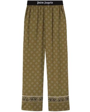 Palm Angels Paisley-Printed Piped-Trim Detailed Pants - Green