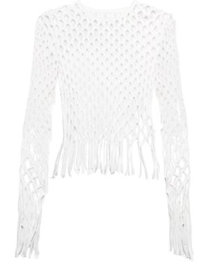 Dion Lee Fringed Fishnet Top - White
