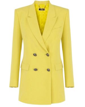 Elisabetta Franchi Crepe Double Breasted Jacket - Yellow
