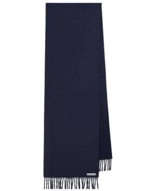 Balenciaga Logo Plaque Fringed Scarf - Blue