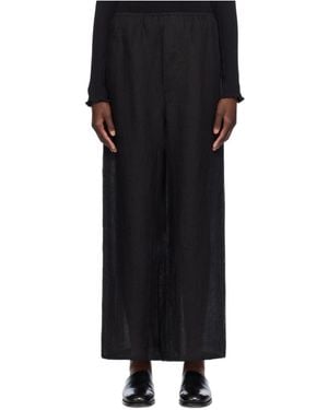 Baserange Domond Wide-Leg Linen Trousers - Black