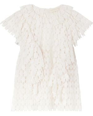 Ulla Johnson Daevy Ruffled Cotton-Blend Lace Blouse - White