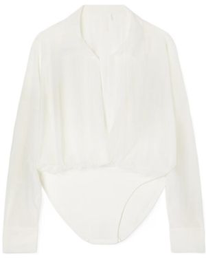 Norma Kamali Oversized-Fit Sheer Bodysuit - White