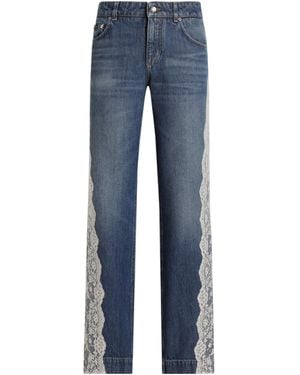 Dolce & Gabbana Lace Trim Wide-Leg Jeans - Blue
