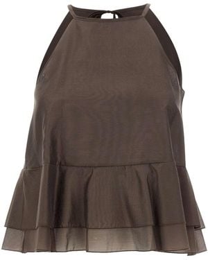 Kaos Ruffled Sleeveless Top - Brown